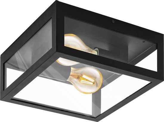 EGLO Amezola Plafond- en Wandlamp - E27 - Zwart - 29 cm