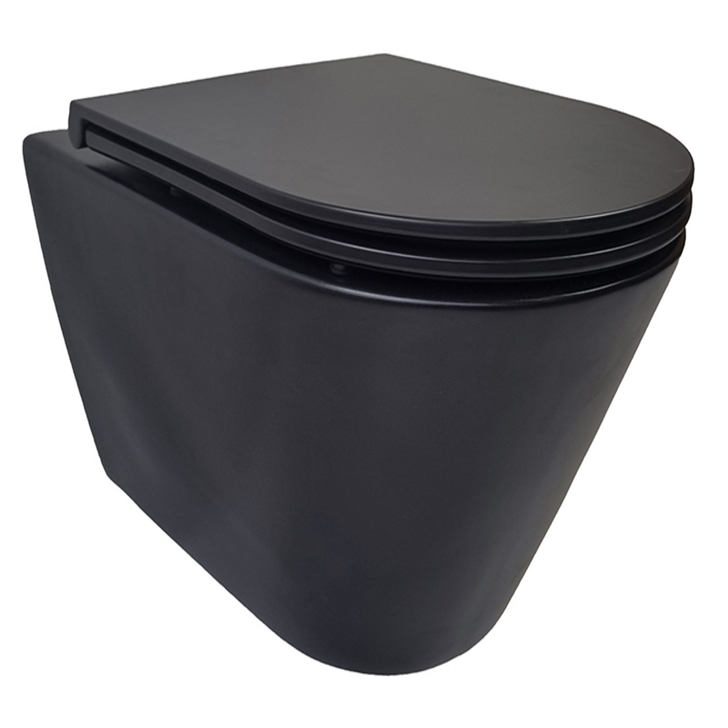 Wiesbaden Stereo Rimless Wandcloset - Mat Zwart - Flatline Zitting - Softclose & Quick Release