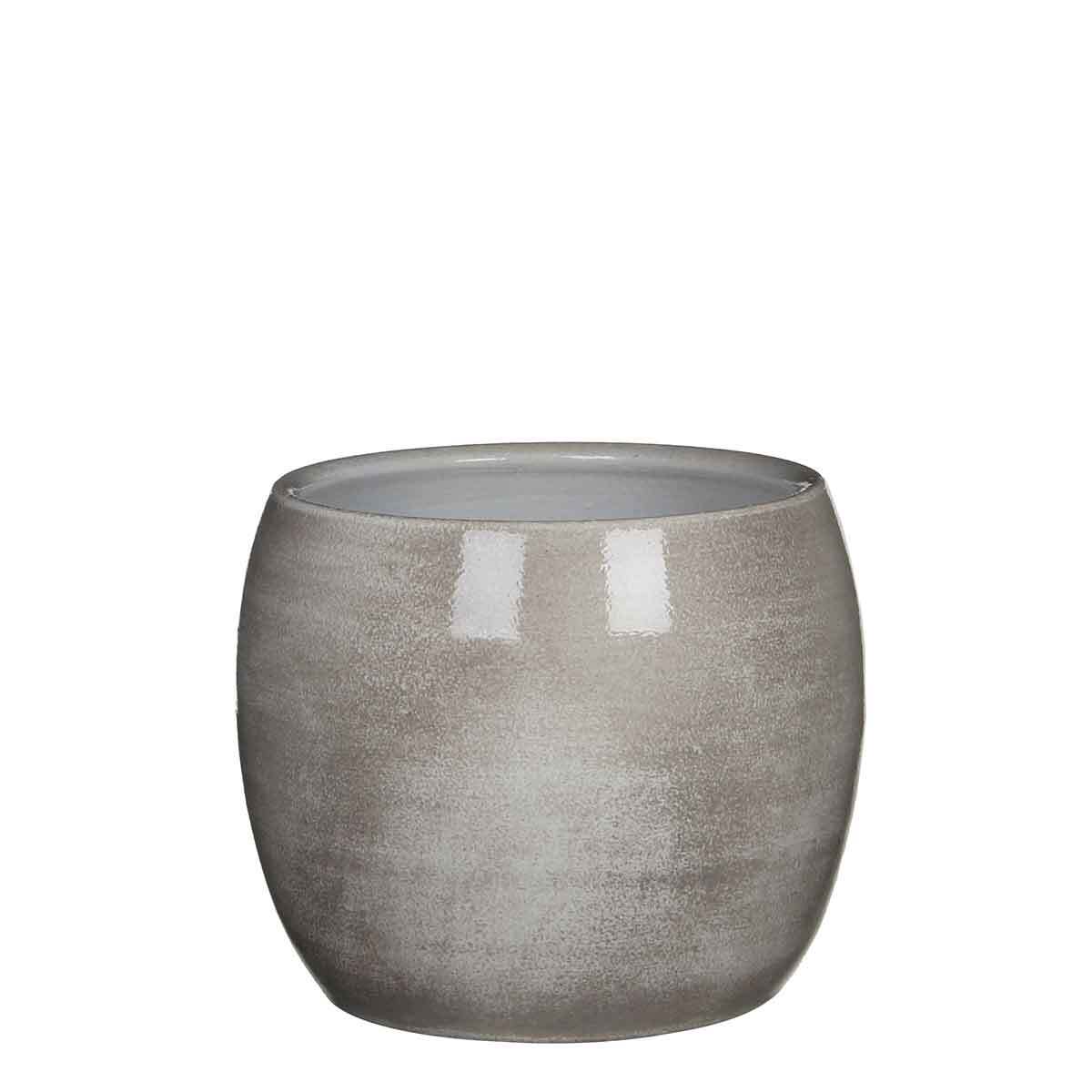 Mica Decorations lester ronde pot lichtgrijs maat in cm: 18 x 20