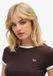 Superdry Dames Kort T-shirt van biologisch katoen met bies - Dark Chocolate Brown/Optic White - UK16/EU44
