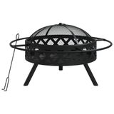 VidaXL Brasero avec tisonnier XXL 70 cm acier Noir