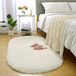 Tapis sans marque Ovale Poils longs Blanc 100x200cm