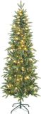 HOMCOM Kunstkerstboom 180 cm slanke kerstboom 200 lampen groen
