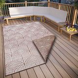 Hanse Home Pangli Outdoor tapijt, weerbestendig, omkeerbaar tapijt, Scandinavische boho-stijl, waterdicht, eenkleurig, geometrisch 3D-effect voor tuin, balkon, terras, woonkamer, linnen, 80 x 150 cm