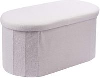 Merkloos Relaxdays Zitbank met opbergruimte - 38x76x38 cm - teddy - wit