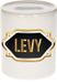 Bellatio Decorations Shoppartners Bv Spaarpot met voornaam Levy - wit - met goud/zwart embleem - 8 x 9 cm - keramiek - met afsluitdop - cadeau verjaardag