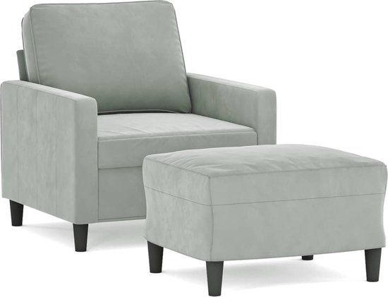 vidaXL Fauteuil met voetenbank fluweel lichtgrijs