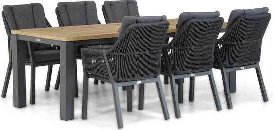 Lifestyle Verona/Veneto 230 cm dining tuinset 7-delig - Grijs-antraciet - 6 zitplekken - Wicker