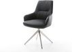 DELIFE Chaise de salle à manger Zelia-Flex avec accoudoir piètement croisé acier inoxydable cuir noir
