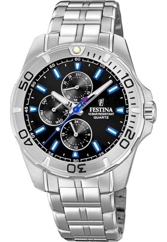 Festina F20445/6 Multifunction Heren Horloge Zwart/Zilverkleurig Staal