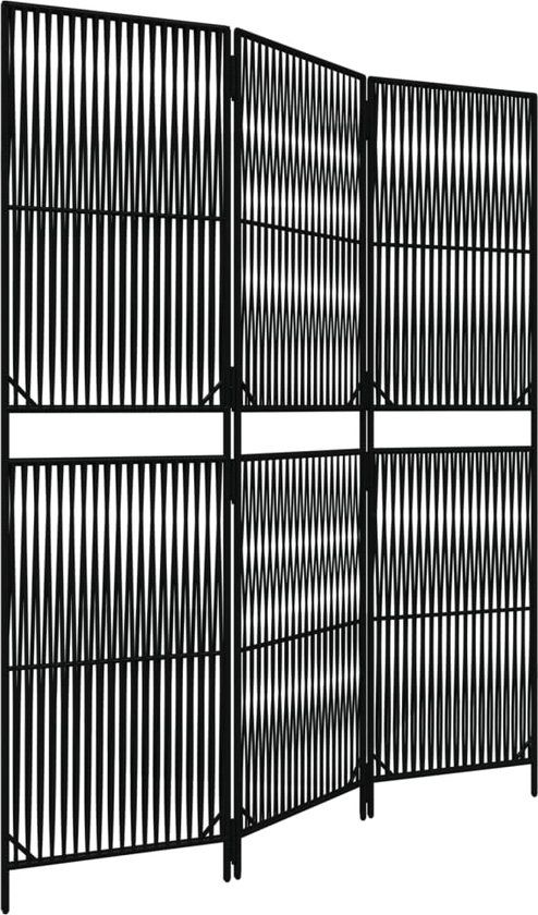 vidaXL Kamerscherm 3 panelen poly rattan zwart