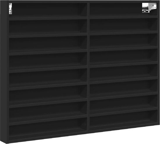 vidaXL Vitrinekast 100x8,5x75 cm bewerkt hout zwart