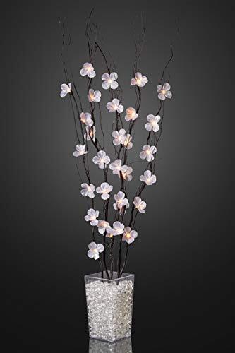 Hellum 300055 zwarte led-decoratieve tak met roze bloemen (zonder vaas) voor binnen, 120 cm, 25 leds warm wit met transformator