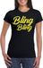 Bellatio Decorations T-shirt dames S zwart geel glitter