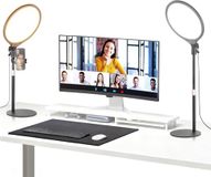 NEEWER BASICS 2 stuks 10,5 inch tafelringlicht met standaard/mobiele telefoonhouder/timer 3000-6500K volledig scherm 15W LED-paneel videolicht compatibel met iPhone Streaming Selfies Laptop Webcam