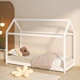 Sunny Zoey Bedhuisje – Kinderbed 206 x 98 x 154 cm – Peuterbed Meisjes en Jongens – FSC 100% Hout – Huisbed 90x200 - Met Lattenbodem - Exclusief Matras – Wit