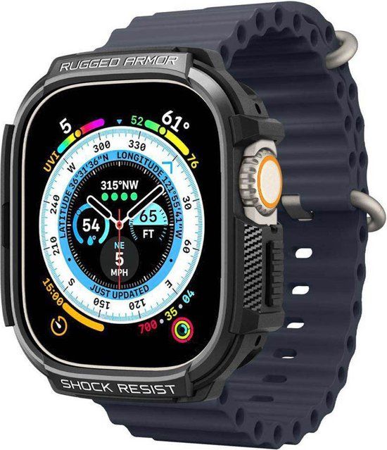 Spigen Apple Watch Ultra 49mm Rugged Armor - Zwart
