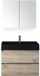 BES LED Maxx XL Badmeubelset 80 cm - Craft Oak - Wastafel Kube Zwart 1 Kraangat met Spiegelkast
