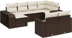 vidaXL Loungeset poly rattan bruin