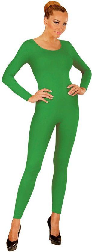 Widmann Unicolor Body Volwassen Lang Groen Vrouw Small / Medium Carnaval Kostuum