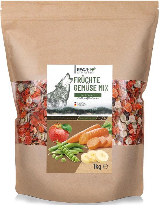 ReaVET - Fruit & Groente Mix - Glutenvrij & mild gedroogd - voor Honden - 1000g