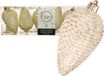 Decoris Dennenappels kersthangers - 6x st - creme wit - 8 cm - kunststof