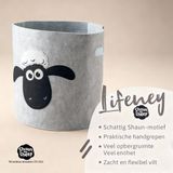 Lifeney Vuilnismand grijs vilt met schaapshoofd motief Shaun het schaap