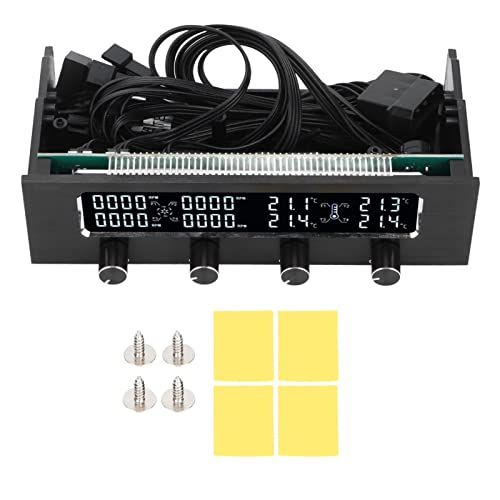 ciciglow Computerventilatorcontroller, Pc-ventilatorcontroller Instelbare Snelheid LCD-scherm Temperatuurregelaar met Schroeven Stickers voor Grafische CPU-koeling