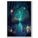 Yuaruo Fantasie spiritueel bos canvas muurkunst magische coole lantaarns op bomen blauwe poster voor kamer esthetisch, sprookje wonderland donkere nacht vuurvliegjes rivier foto print decor 30 x 40 cm