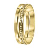 Lucardi Dames Ring goldplated 2rij met light colorado - Ring - Cadeau - Staal - Goudkleurig