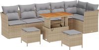vidaXL - Tuinbank - Set - 9 - st - 6-Aantal - zitplaatsen - beige - en - lichtgrijs