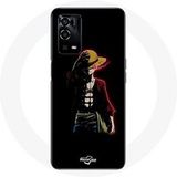 Maniacase Hoesje voor Oppo A55 4G One Piece Manga Anime Luffy Zwarte Achtergrond