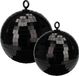 Koopman International Grote discobal kerstballen - 2x stuks - zwart - 15 en 18 cm - kunststof