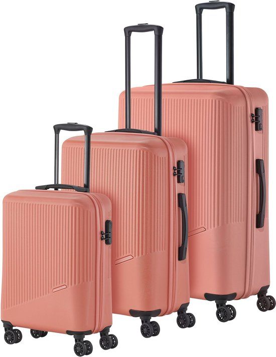 Travelite Bali 4 wielen Kofferset 3-delig - Harde bagage - TSA slot - koralle