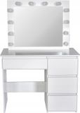 Viking Choice Table de toilette - avec miroir et lumière - connexion USB - blanc