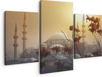 Artaza Canvas Schilderij Drieluik Suleymaniye Moskee In Istanbul - 150x120 - Foto Op Canvas - Canvas Print