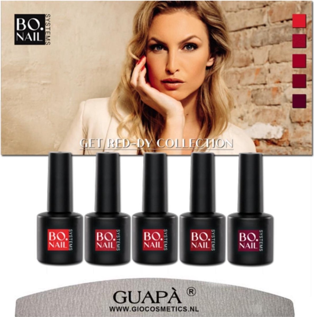 GUAPÀ Gellak Kleuren Pakket | Gelnagels | Gellak Set | Pink Gellaç | Gel Nagellak | Soakable Gel Polish | 5 x 7 ml Gellak Rood