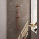 Brauer Copper Carving Opbouw Thermostatische Regendoucheset - Hoofddouche 20 cm - Staafhanddouche - Doucheslang - Koper Geborsteld Pvd
