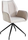 Lizzely Garden & Living Set van 4 eetkamerstoelen Halix draaibaar taupe chenille met armleuningen