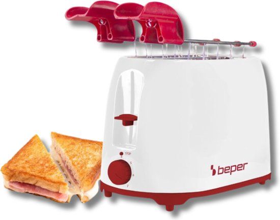 Beper Broodrooster - 2 Sleuven - 7 Roosterniveaus - Tostiklemmen - Wit