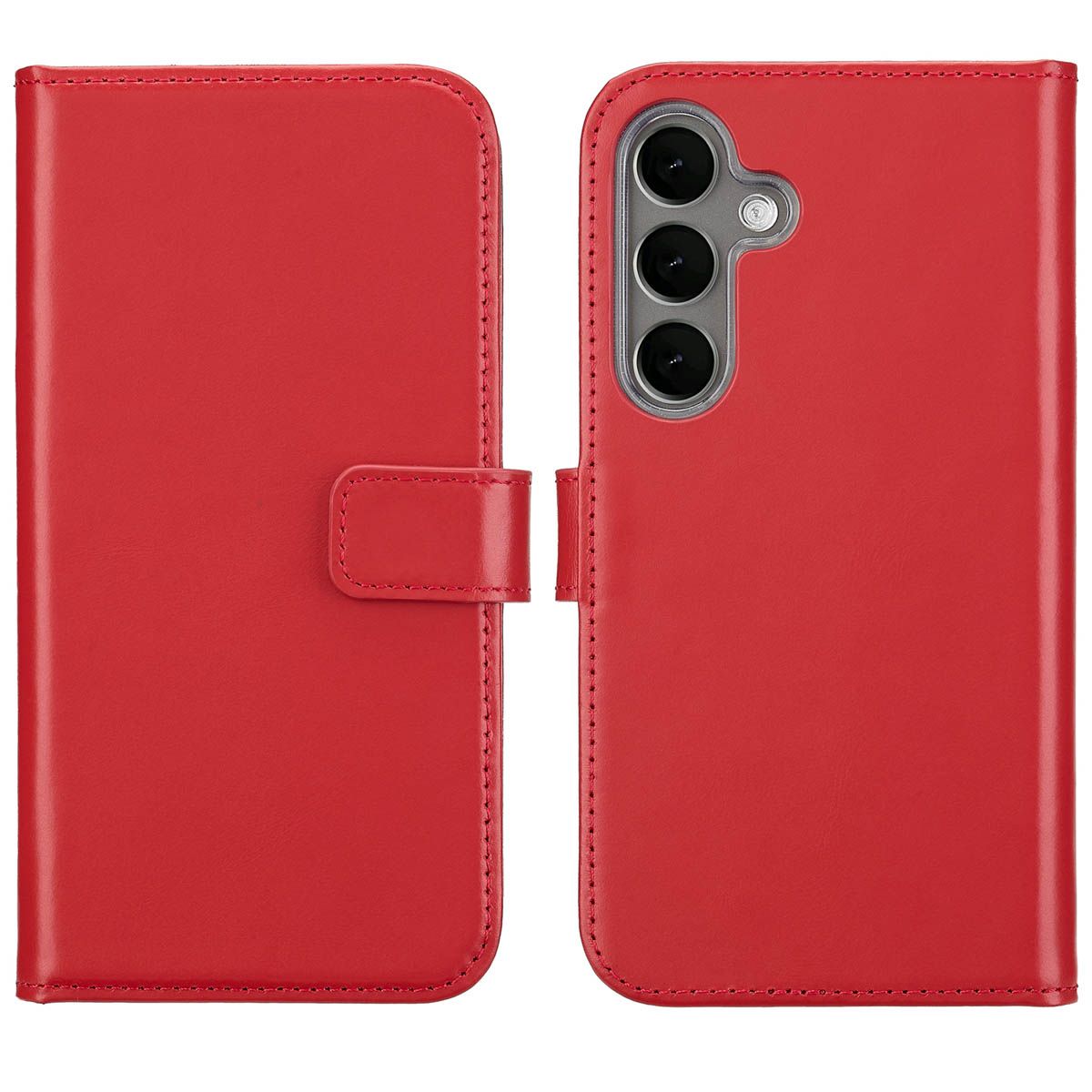 Selencia Echt Leren Bookcase Samsung Galaxy S25 - Rood