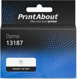 PrintAbout Etiket 13187 (S0722390) Zwart op wit (36 mm x 89 mm) 24 rollen geschikt voor Dymo
