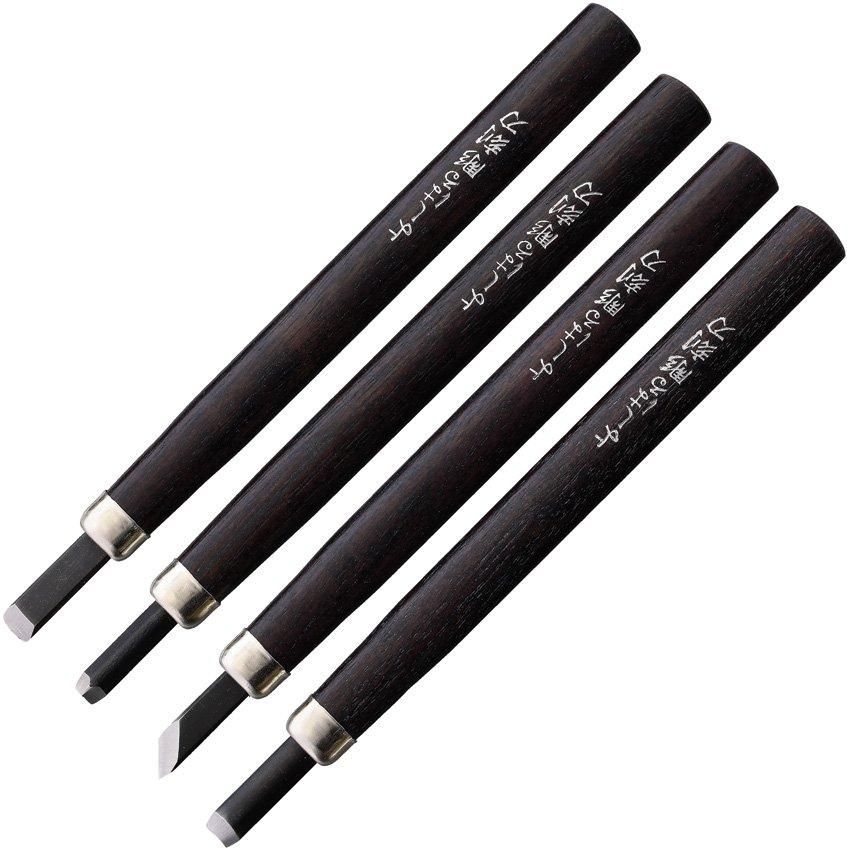Yoshiharu H-4 Japanese Wood Carving Knives, Set of 4