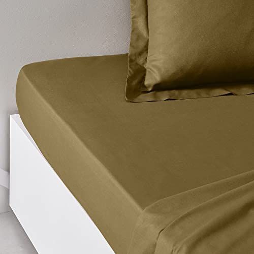 TODAY Essential - Fitted Sheet, 90 x 190 cm, Single Bed, 100% Cotton, Solid