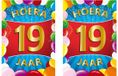 Bellatio Decorations Verjaardag deurposter - 2x - 19 jaar - multi - 59 x 84 cm