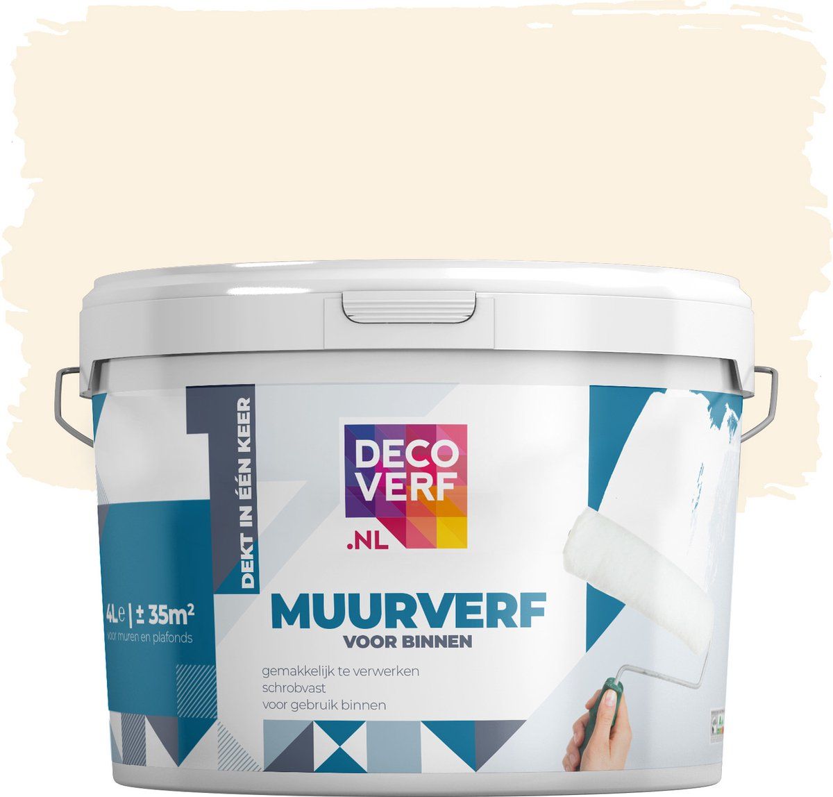Decoverf.nl Decoverf muurverf mat, bamboe creme, 4L - 8719743418011