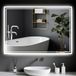 Ambienden Led-badkamerspiegel met verlichting, 50 x 70 cm, anticondens, 3 kleuren, dimbaar, dubbele touch-schakelaar en stroomuitval-geheugenfunctie
