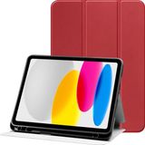 Étui pour tablette adapté pour Apple iPad 11 (2025) / 10.9 (2022) | Étui livre luxe Tri-Fold | Étui de protection en cuir artificiel | Fonction support | Rouge