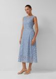 s.Oliver Midi-jurk met kanten details en viscose voering lichtblauw