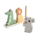Fisher-Price Houten dieren stapelen en sorteren, speelgoed voor baby's en peuters, 10 onderdelen
